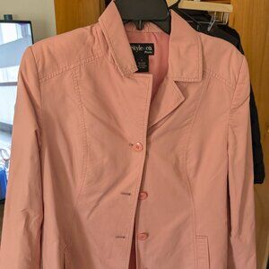 Women's Style & Co Pink Trench Coat Size L